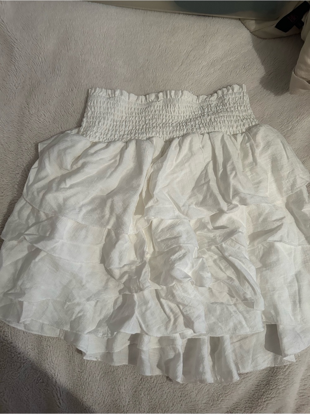 SHEIN White Ruffle Smocked Mini Skirt